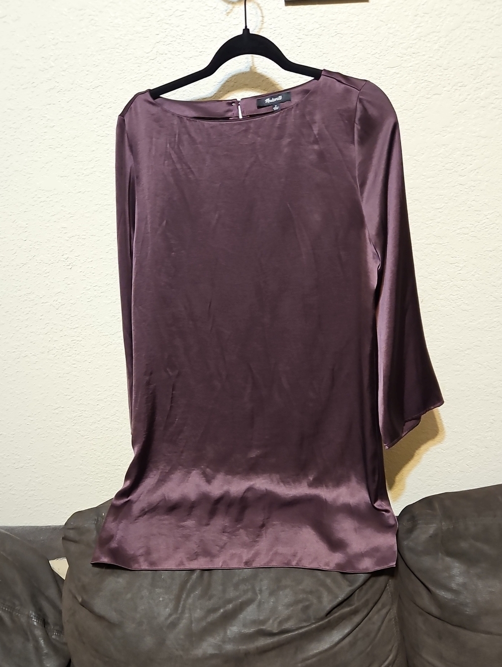 Madewell Satin Midi Dress in Deep Plum
